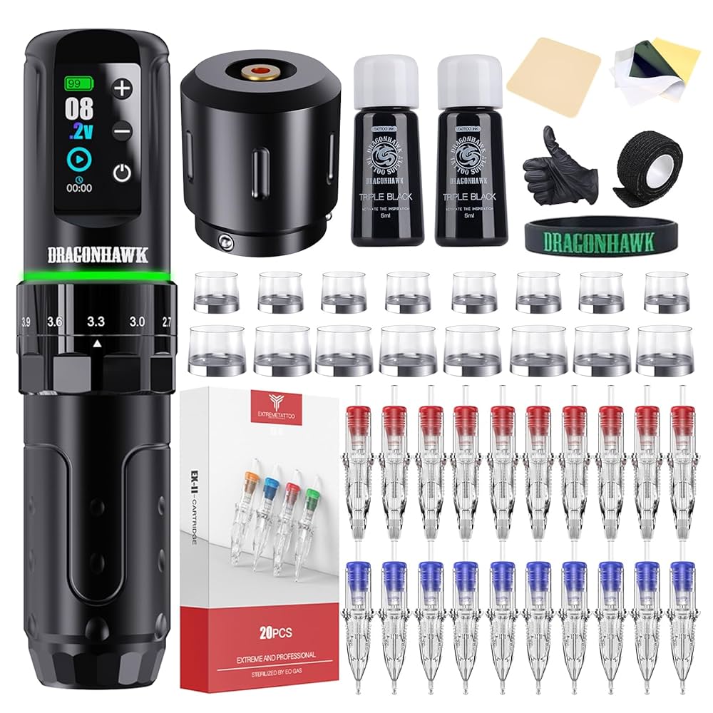 ワイヤレスタトゥーマシン ワイヤレスタトゥーマシンセット,ミニ電源,DCインターフェース